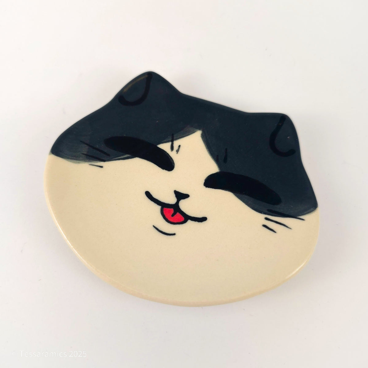 Tuxedo Cat Head Ring Dish *