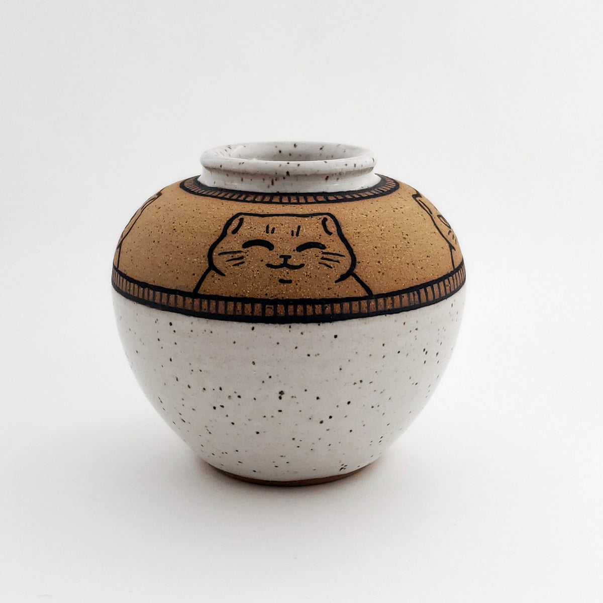 Small Speckled Cat Bud Vase
