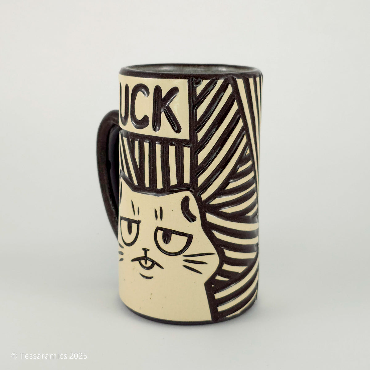 16 oz Fuck Cat Mug in Coffee