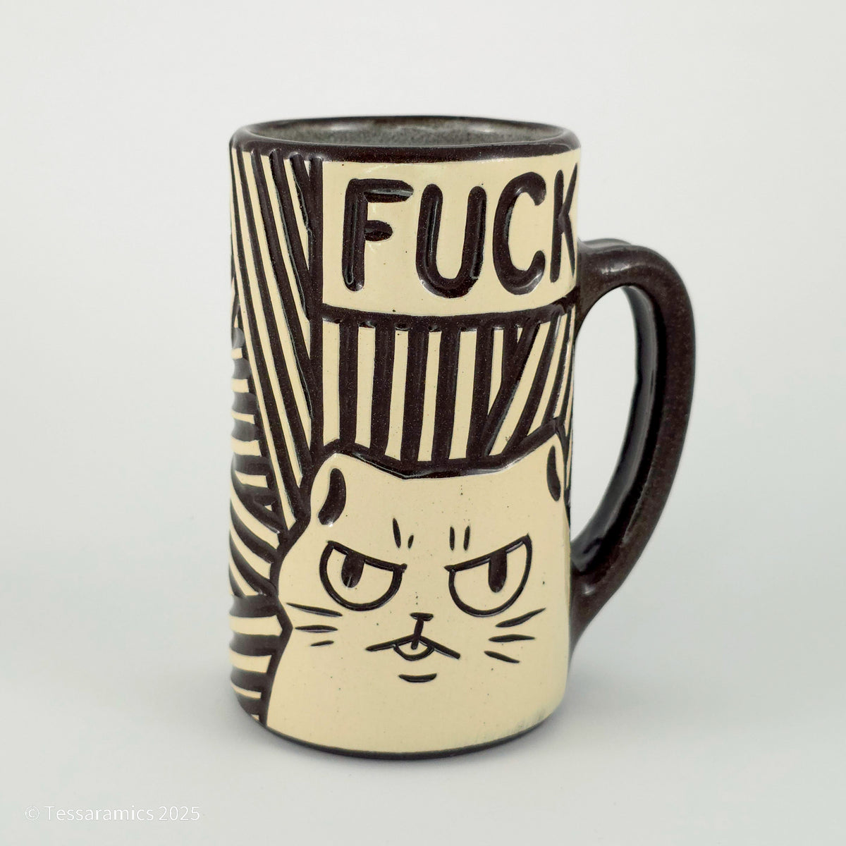 16 oz Fuck Cat Mug in Coffee