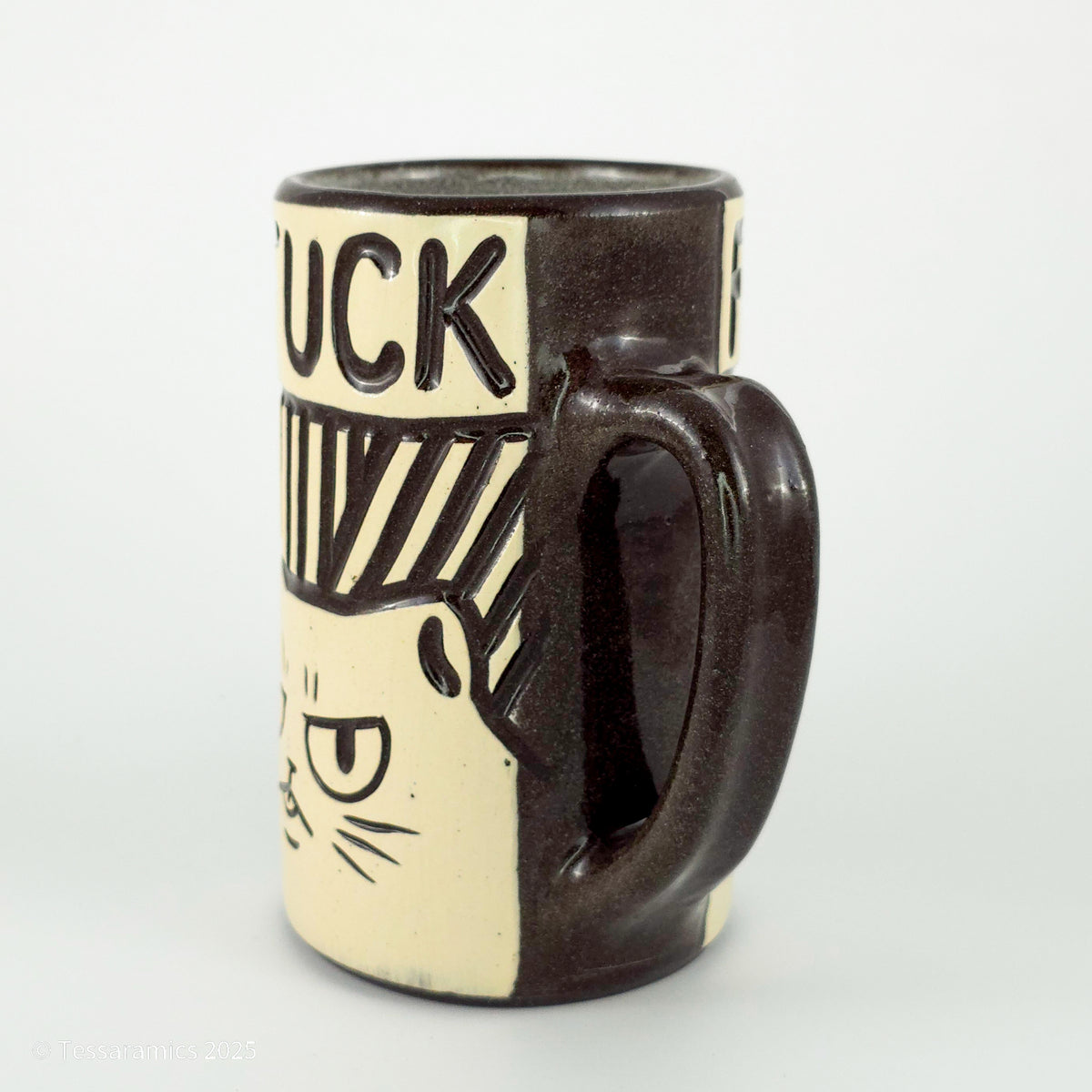 16 oz Fuck Cat Mug in Coffee