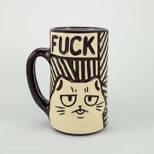 16 oz Fuck Cat Mug in Coffee