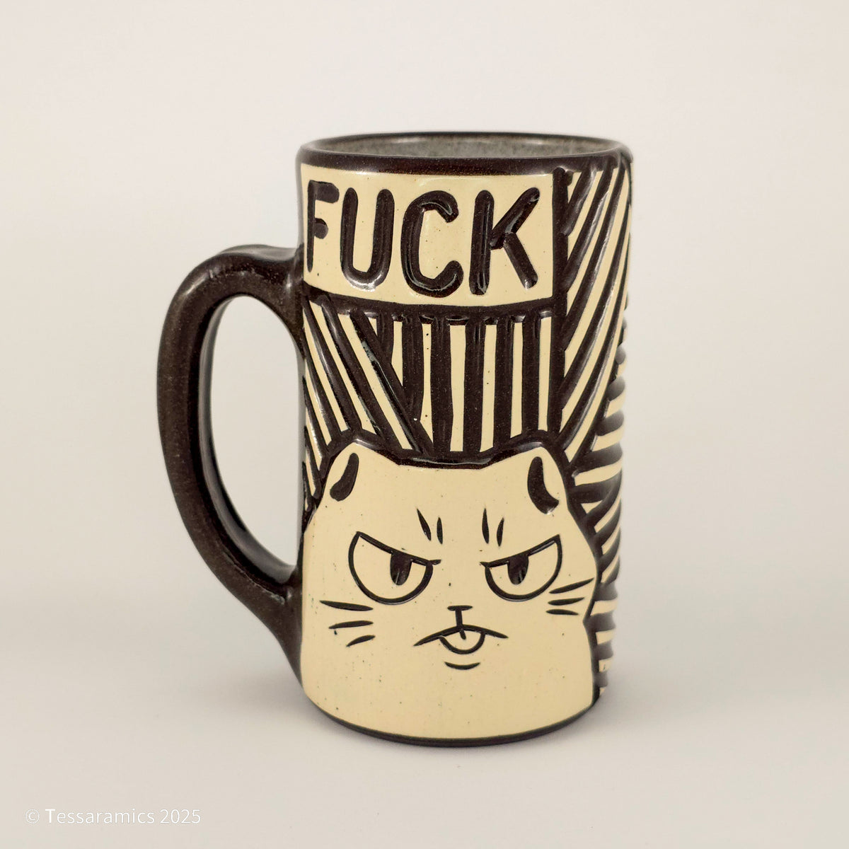 16 oz Fuck Cat Mug in Coffee