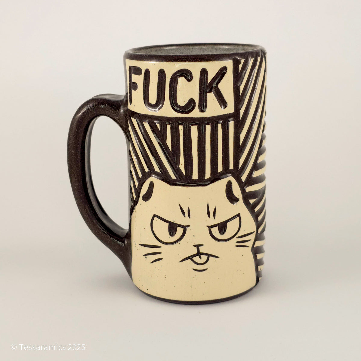 16 oz Fuck Cat Mug in Coffee