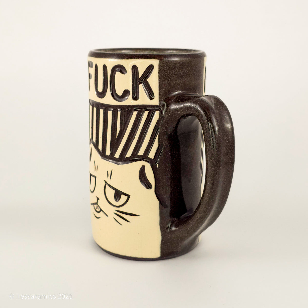 16 oz Fuck Cat Mug in Coffee