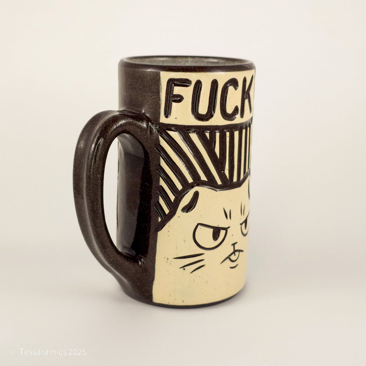 16 oz Fuck Cat Mug in Coffee