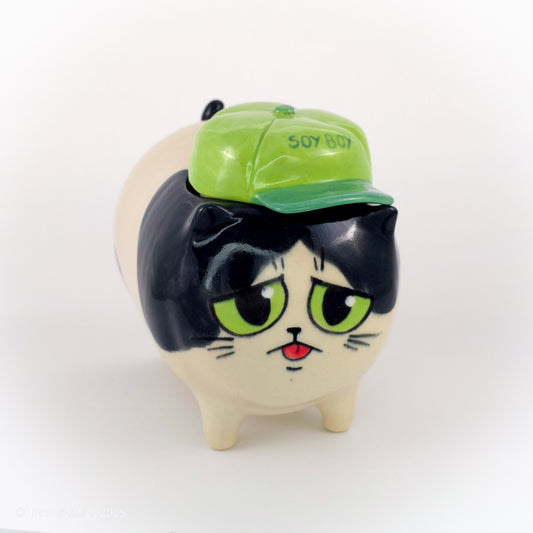 "Soy Boy" Ball Cap Tuxedo Cat (Discounted)