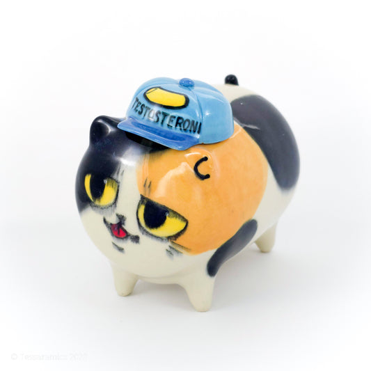 "Testosteroni" Ball Cap Calico Cat (Discounted)