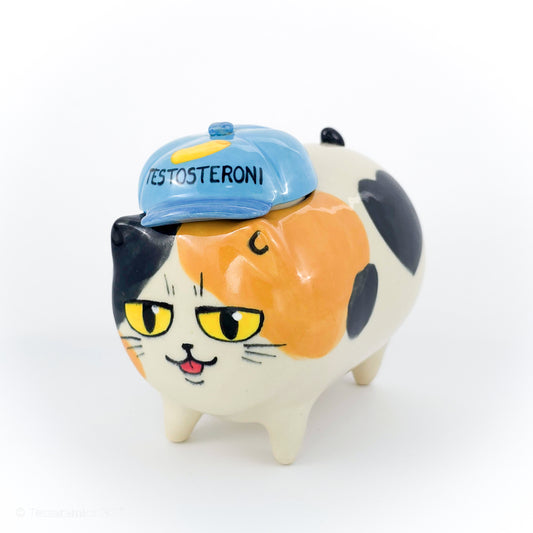 "Testosteroni" Ball Cap Calico Cat