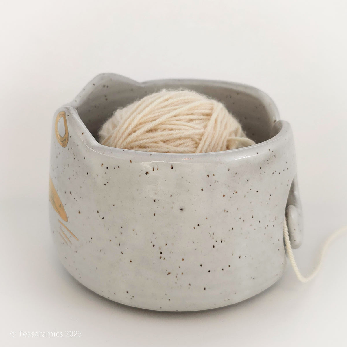 Large Cat Yarn Bowl with Gold*