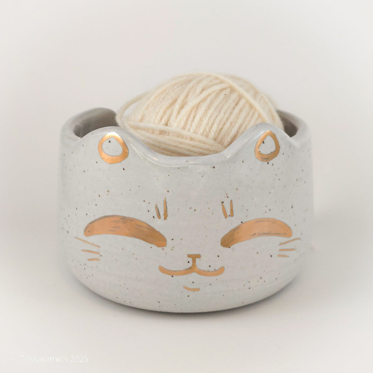 Cat Yarn Bowl with Gold*