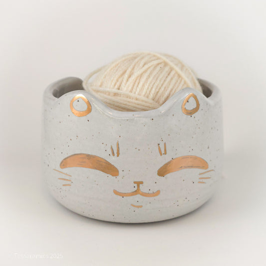 Cat Yarn Bowl with Gold*