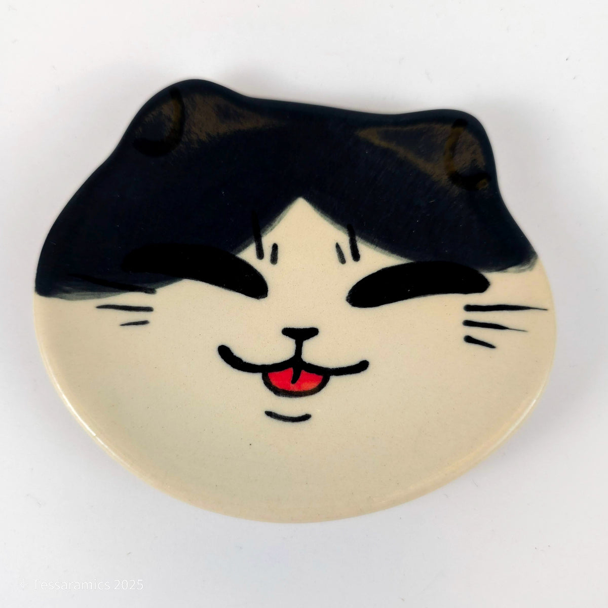 Tuxedo Cat Head Ring Dish *