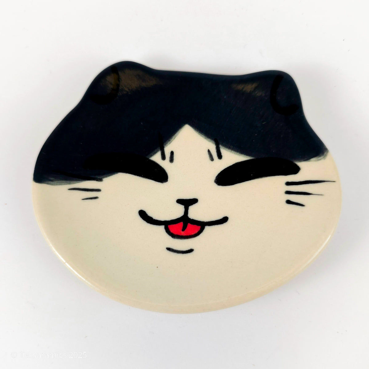 Tuxedo Cat Head Ring Dish *