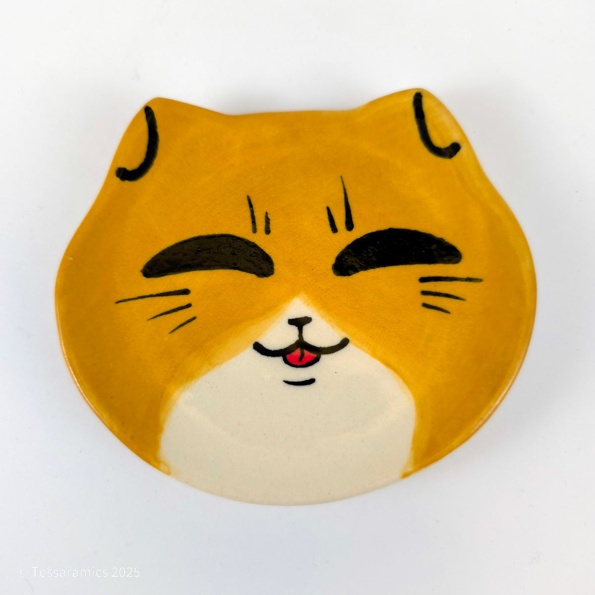 Orange Tuxedo Cat Head Ring Dish *