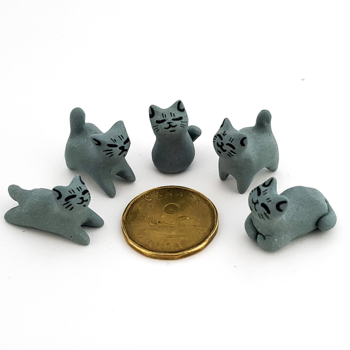 Set of 5 VERY Tiny Grey Cats*