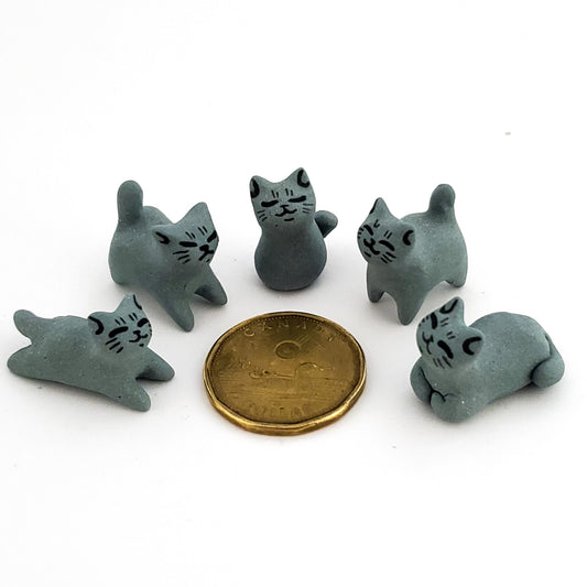Set of 5 VERY Tiny Grey Cats*