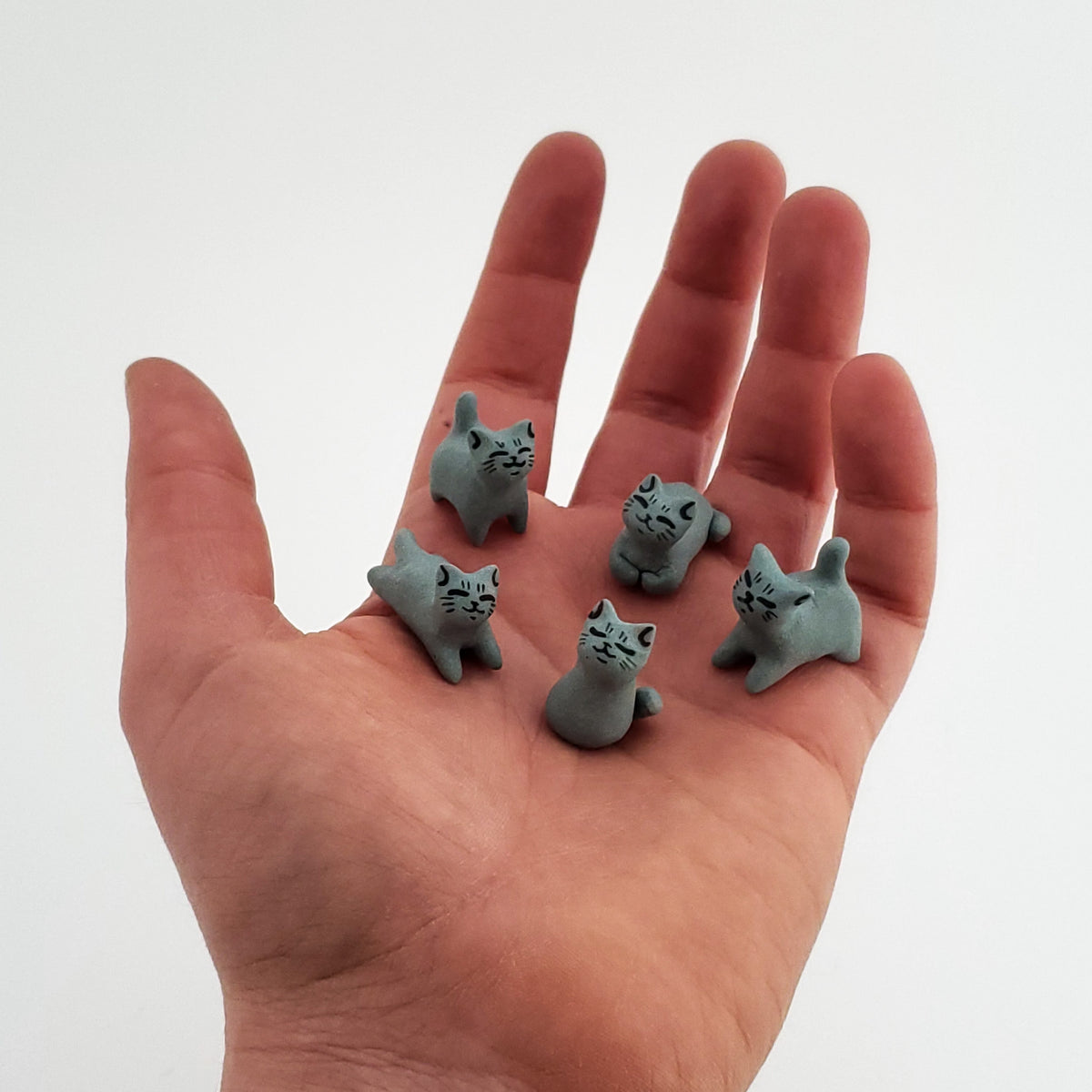 Set of 5 VERY Tiny Grey Cats*