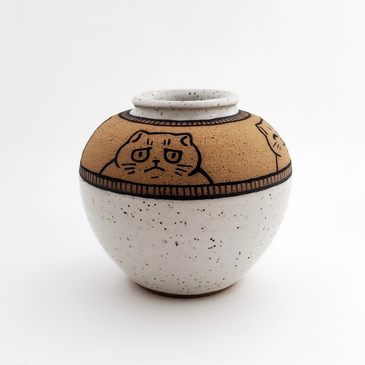 Small Speckled Cat Bud Vase