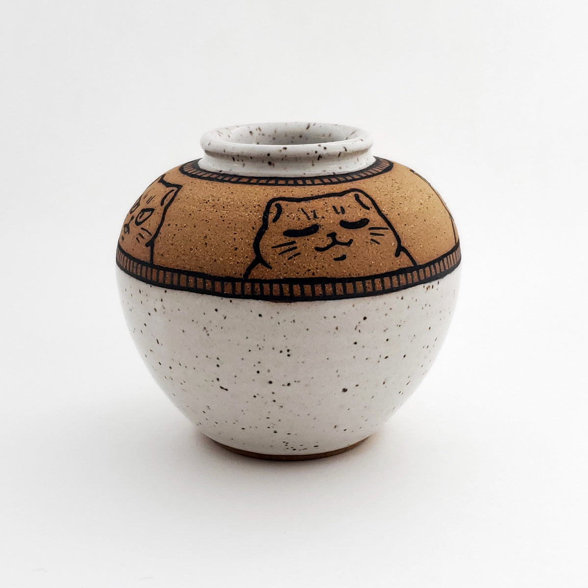 Small Speckled Cat Bud Vase
