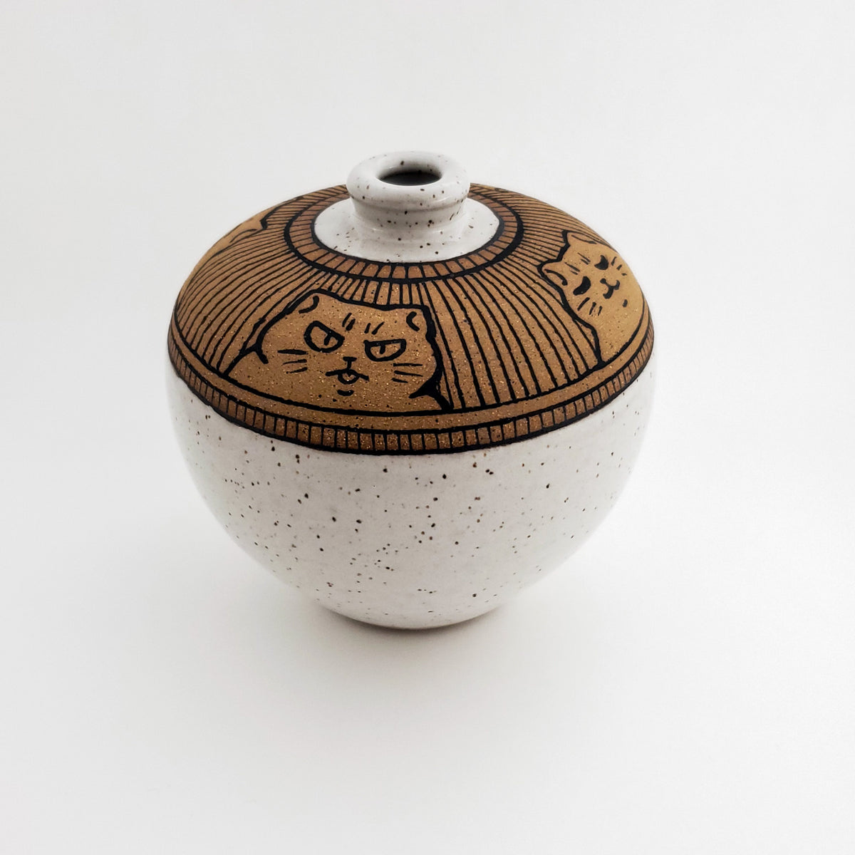 Medium Speckled Cat Vase