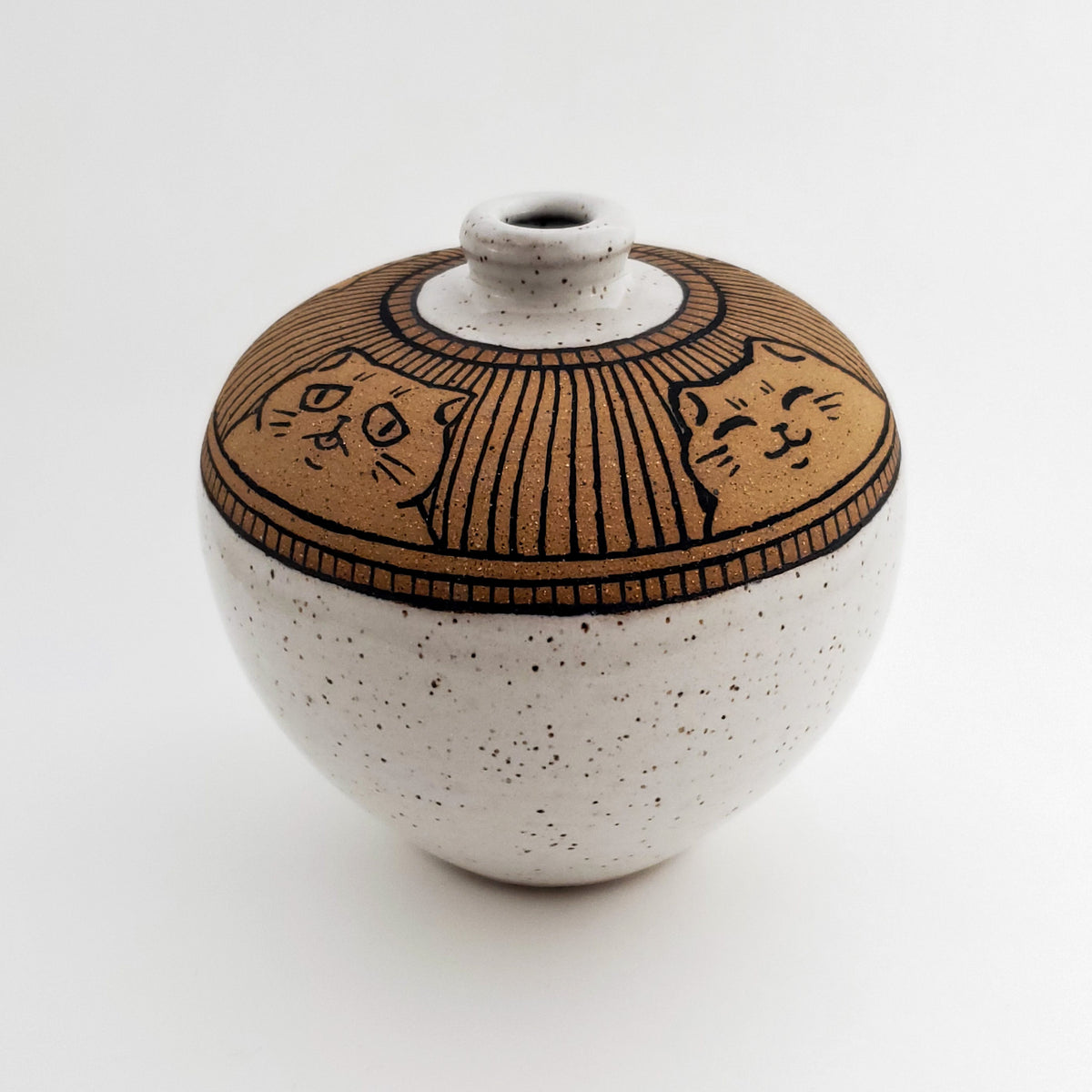 Medium Speckled Cat Vase