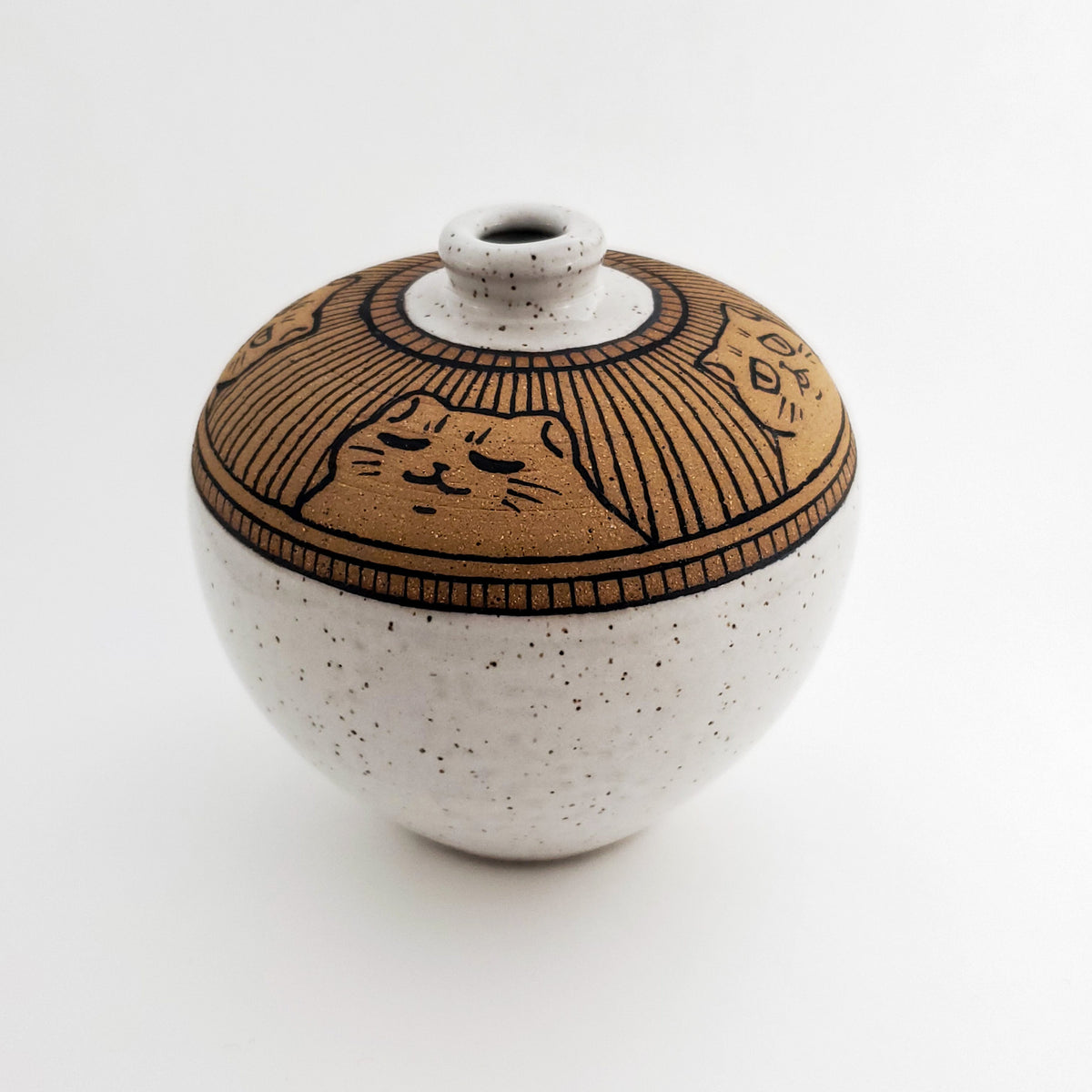 Medium Speckled Cat Vase
